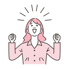 Young woman raising her hands in joy [Vector illustration]