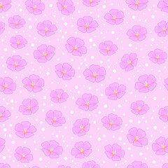 pink floral pattern. seamless flower pattern. pink floral background. white polka dots. good for  fashion, dress, fabric, wallpaper, background, backdrop, textile, etc.