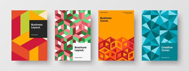 Obraz premium Premium mosaic hexagons placard concept bundle. Abstract annual report A4 design vector layout collection.