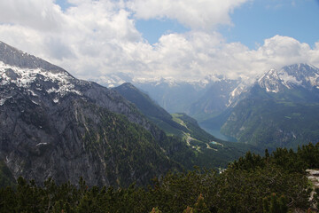 Panorama opening from Kehlstain mountain, the Bavarian Alps, Germany