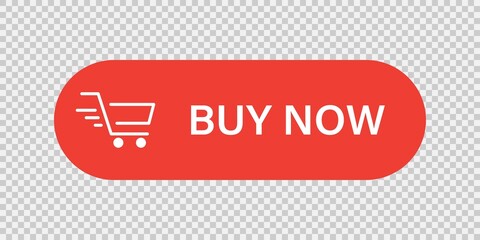 Buy now red button with hand cursor. Click here banner. Web design element. Click button isolated. Vector illustration.