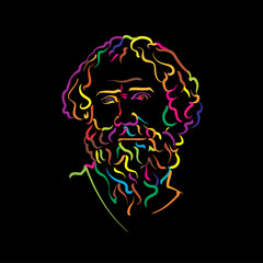 Archimedes of Syracuse crazy colorful outline vector drawing - obrazy, fototapety, plakaty