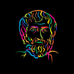 Aristotle crazy colorful outline vector drawing - obrazy, fototapety, plakaty