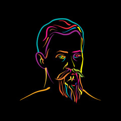 Johannes Kepler crazy colorful outline vector drawing