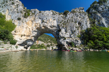Fototapeta na wymiar Pont d'Arc, stone arch over Ardeche river, Auvergne-Rhone-Alpes, France