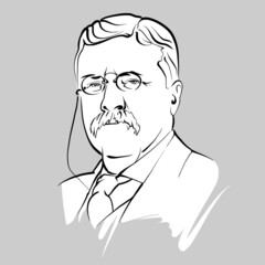 Theodore Roosevelt modern vector drawing - obrazy, fototapety, plakaty