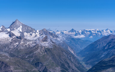 Fototapeta na wymiar The Pennine Alps in the canton of Valais on the border of Switzerland and Italy
