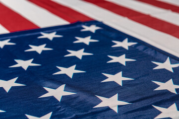 USA Independence day, 4 July. Close up United States of America flag.