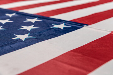Fototapeta na wymiar USA Independence day, 4 July. Close up United States of America flag.