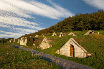 Autumnal Gombos-hegyi pincesor in Hercegkut, UNESCO site, Great Plain, North Hungary