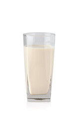 Soya milk in glass isolated on white background.