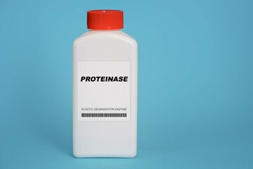 Proteinase. Sample of Plastic-Eating Microbial Enzyme - obrazy, fototapety, plakaty