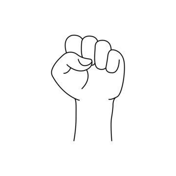 Clenched fist hand. Raised fist. Protest or revolution symbol. Vector illustration.