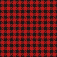 Red and black lumberjack seamless squares pattern. Pattern for fabric clothing, texture for textiles products. Vector illustration.