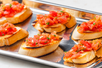 still life of tomato bruschetes