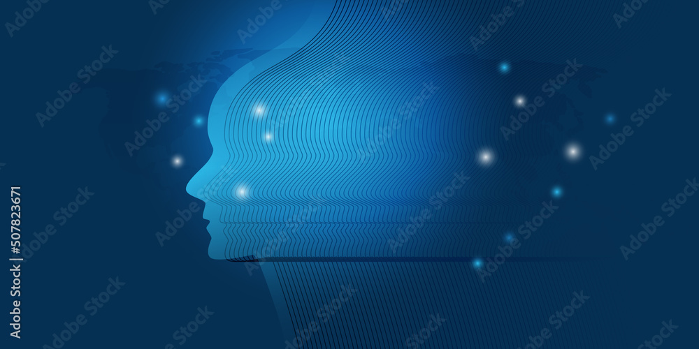 Poster dark futuristic abstract machine learning, artificial intelligence, cloud computing and networks des