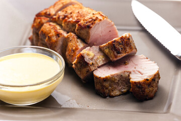 roasted pork loin with mustard sauce