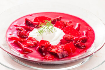 red beet soup wit sour cream