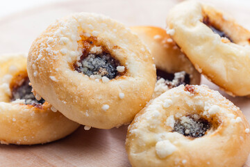 traditional czech cakes on burnt spruce wood