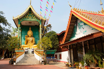 A beautiful panoramic view of Vang Vieng city in Laos.