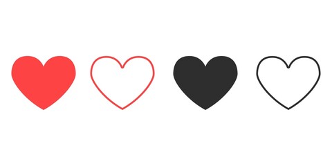 Heart icons. Social concept. Like, love icon, valentine's day. Isolated on a white background. Vector illustration.
