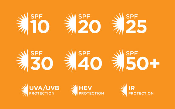 Spf Sun Protection Factor vector icon set