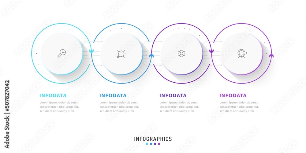Wall mural vector infographic label design template with icons and 4 options or steps. can be used for process 