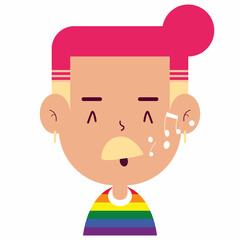 LGBT man whistling face cartoon cute