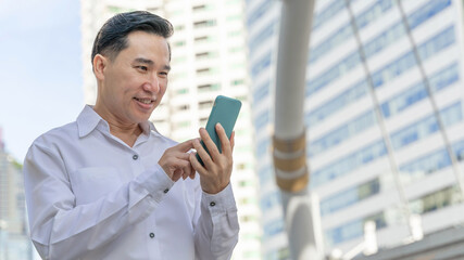 lifestyle business people feel happy using smartphone , business concept