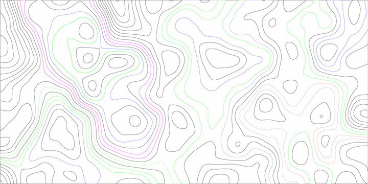 Abstract background with multicolor lines in topography and geography background .Modern design conditional geography scheme and the terrain path, vector illustration of topographic line contour map .