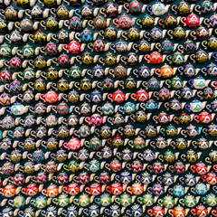 colorful Teapot PATTERN on a black background