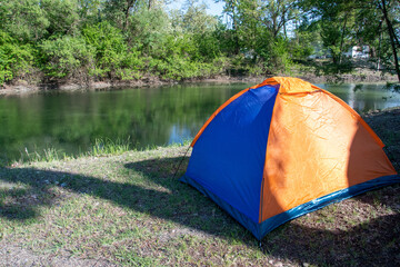 Picnic by the lake, family vacation in nature on the shore of the lake, catamaran, couple in love, family in nature, barbecue, barbecue, tourism, travel, fishing, mushrooms, fishing rod, tent