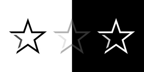 Stars icons on black and white background. Star symbol collection. Vector illustration.