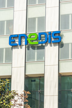 Enedis tower, the headquarters of the French company in La Defense business district in Paris France