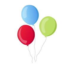 Color ballons in flat style isolated on white background. Birthday or holiday concept. Vector illustration.