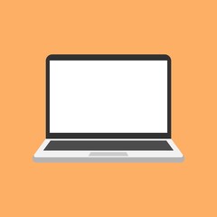 Laptop flat icon illustration on orange background. Vector illustration.