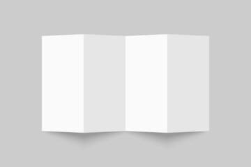 Blank sheet of paper foldet in four with shadow. Isolated vector illustration.