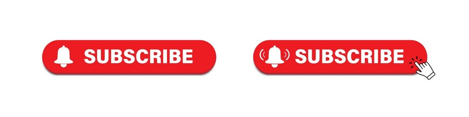 Subscribe buttons with shadow. Social media concept. Vector illustration.