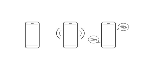 Phone icon vector. Line smartphone symbol, Phone with speech bubbles. Vector illustration.