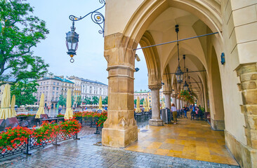 The arcades of the Cloth Hall (Sukiennice) in Krakow, Poland © efesenko