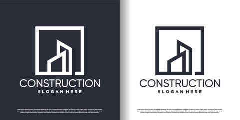 Building construction logo design for business with creative modern concept Premium Vector