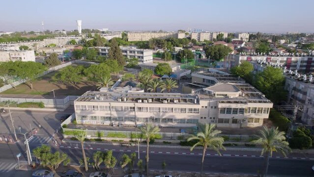 Aerial Drone Shot Of Brit Kehuna School Netivot