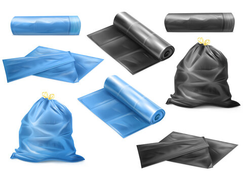 Roll Of Blue Plastic Garbage Bags Isolated On White Background Stock Photo,  Picture and Royalty Free Image. Image 121584655.