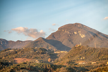 Beautiful Apuan Mountains of Tuscany at sunset.