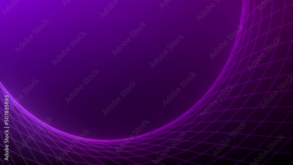 Poster purple glowing and rotating abstract line formation moving towards the camera