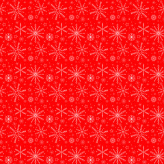 Naklejka na ściany i meble christmas red seamless pattern with white snowflakes