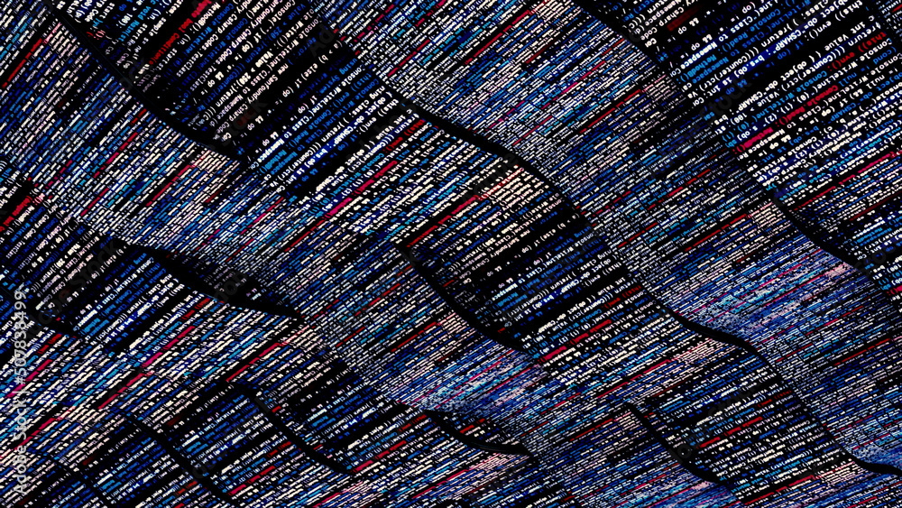 Poster floating digital code of big data, seamless loop. animation. futuristic information technology or sc