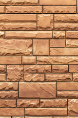 Abstract brick brown background of shaped square and rectangular tiles, vertical frame