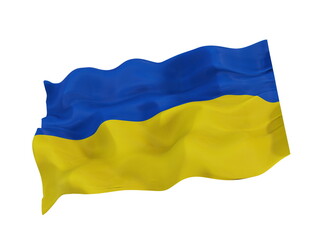 Ukraine National Flag Waving isolated on White Background