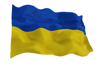 Ukraine National Flag Waving isolated on White Background